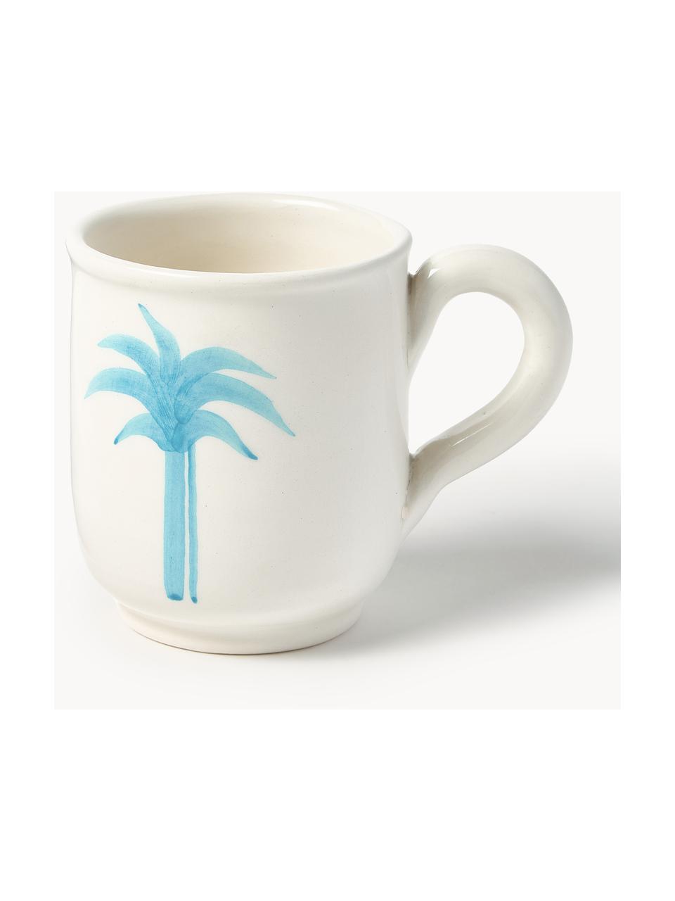 Handbemalte Tasse The Palms, Keramik, Weiß, Blau, Ø 5 x H 9 cm, 300 ml