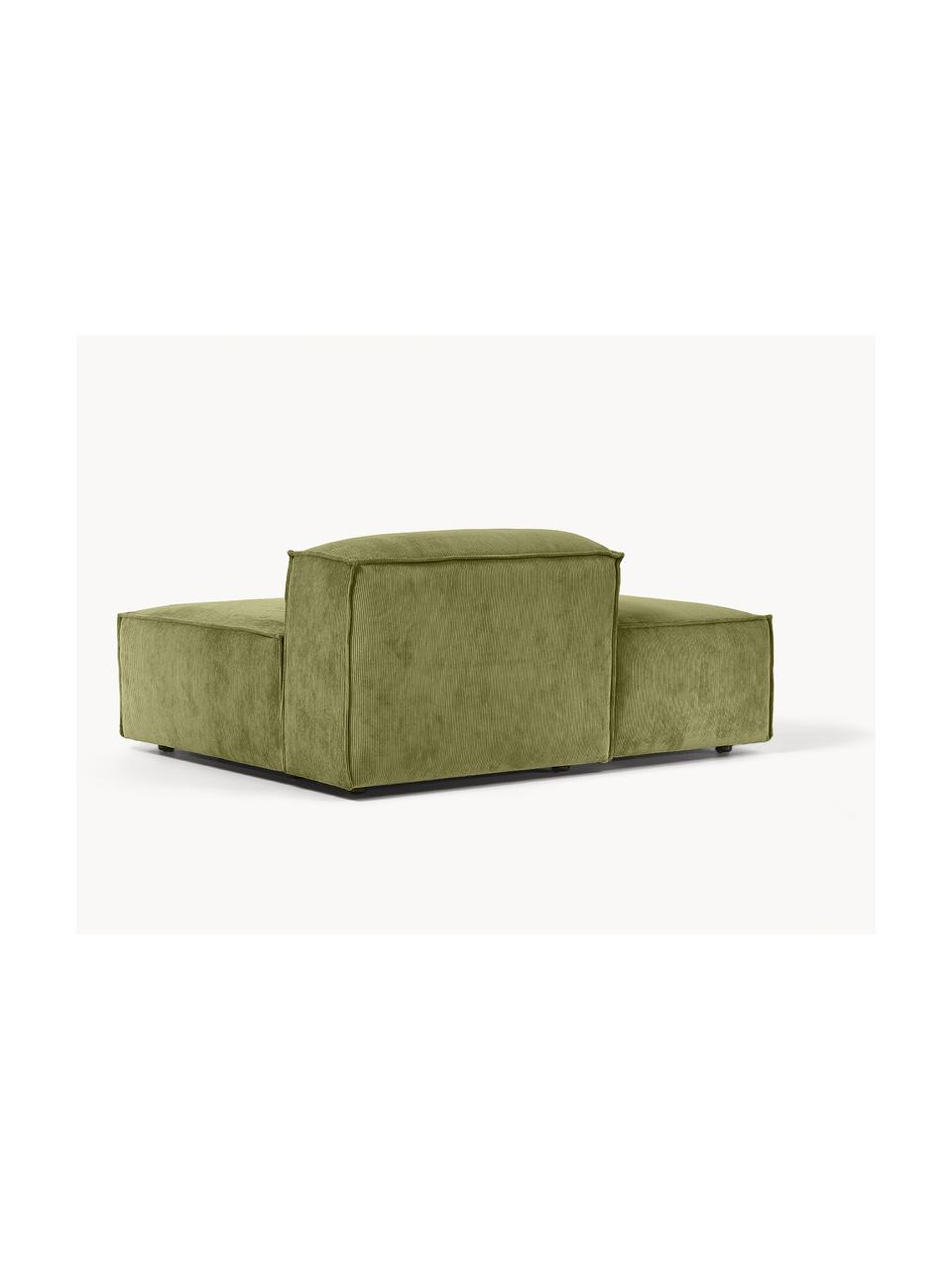 Diván modular de pana Lennon, Tapizado: pana (92% poliéster, 8% p, Estructura: madera de pino y abeto ma, Patas: plástico. Este producto e, Pana verde oscuro, An 150 x F 123 cm, respaldo derecho