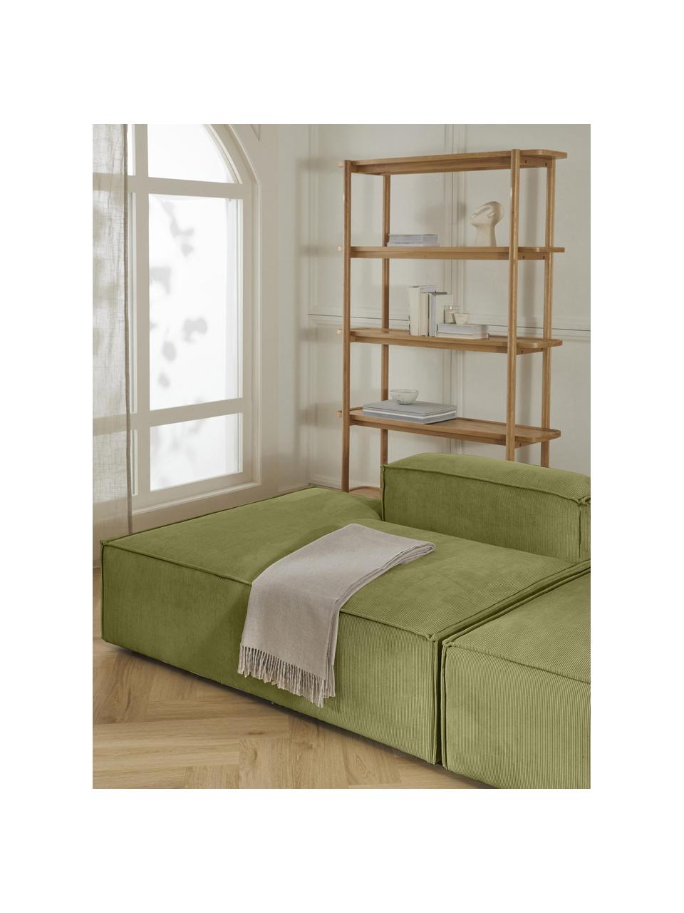 Diván modular de pana Lennon, Tapizado: pana (92% poliéster, 8% p, Estructura: madera de pino y abeto ma, Patas: plástico. Este producto e, Pana verde oscuro, An 150 x F 123 cm, respaldo derecho