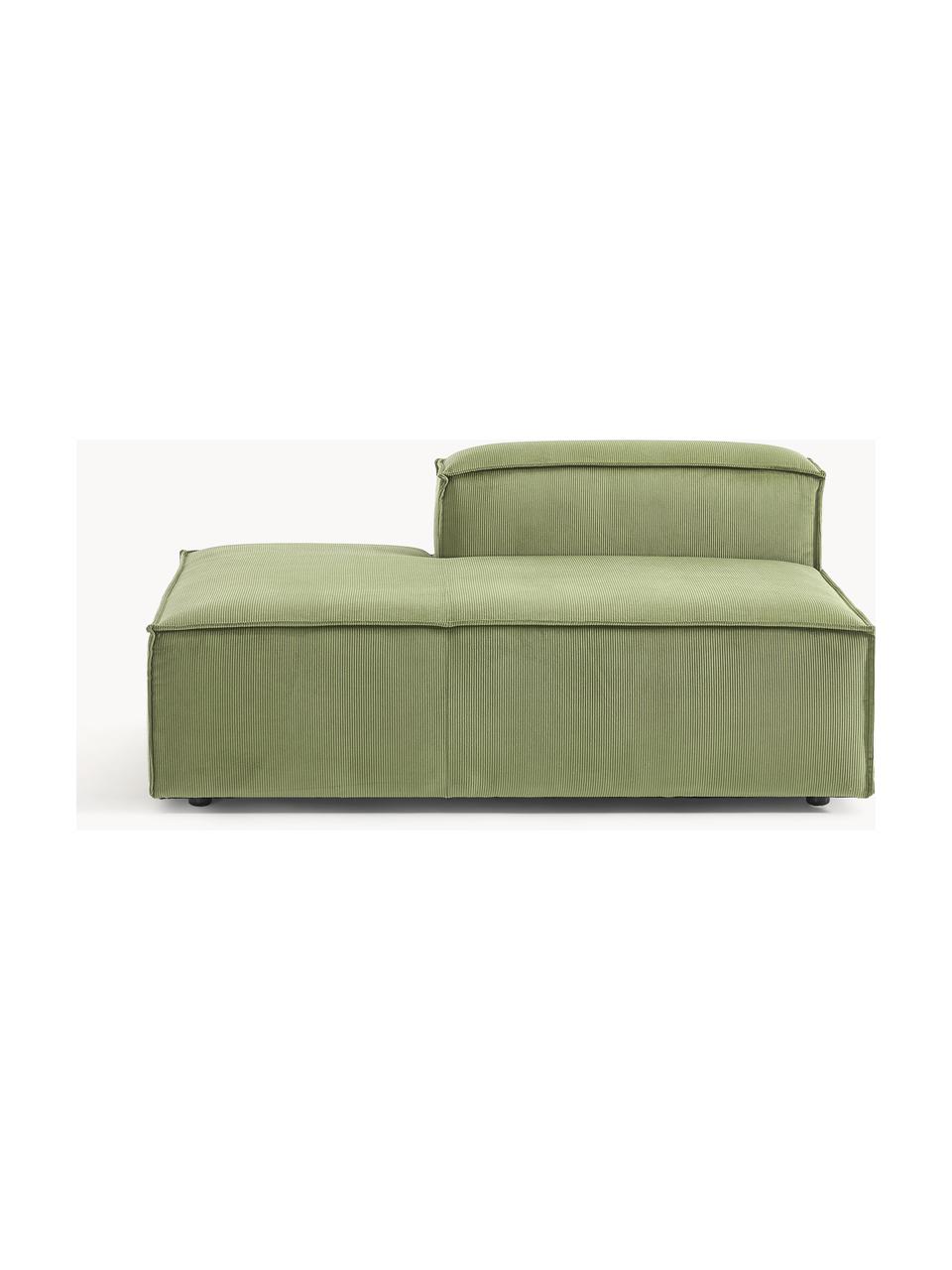 Chaise longue module Lennon van corduroy, Bekleding: corduroy (92% polyester, , Frame: massief grenenhout, multi, Poten: kunststof Dit product is , Corduroy donkergroen, B 150 x D 119 cm, rugleuning rechts