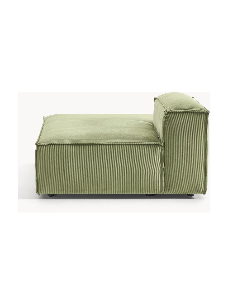 Chaise longue module Lennon van corduroy, Bekleding: corduroy (92% polyester, , Frame: massief grenenhout, multi, Poten: kunststof Dit product is , Corduroy donkergroen, B 150 x D 119 cm, rugleuning rechts