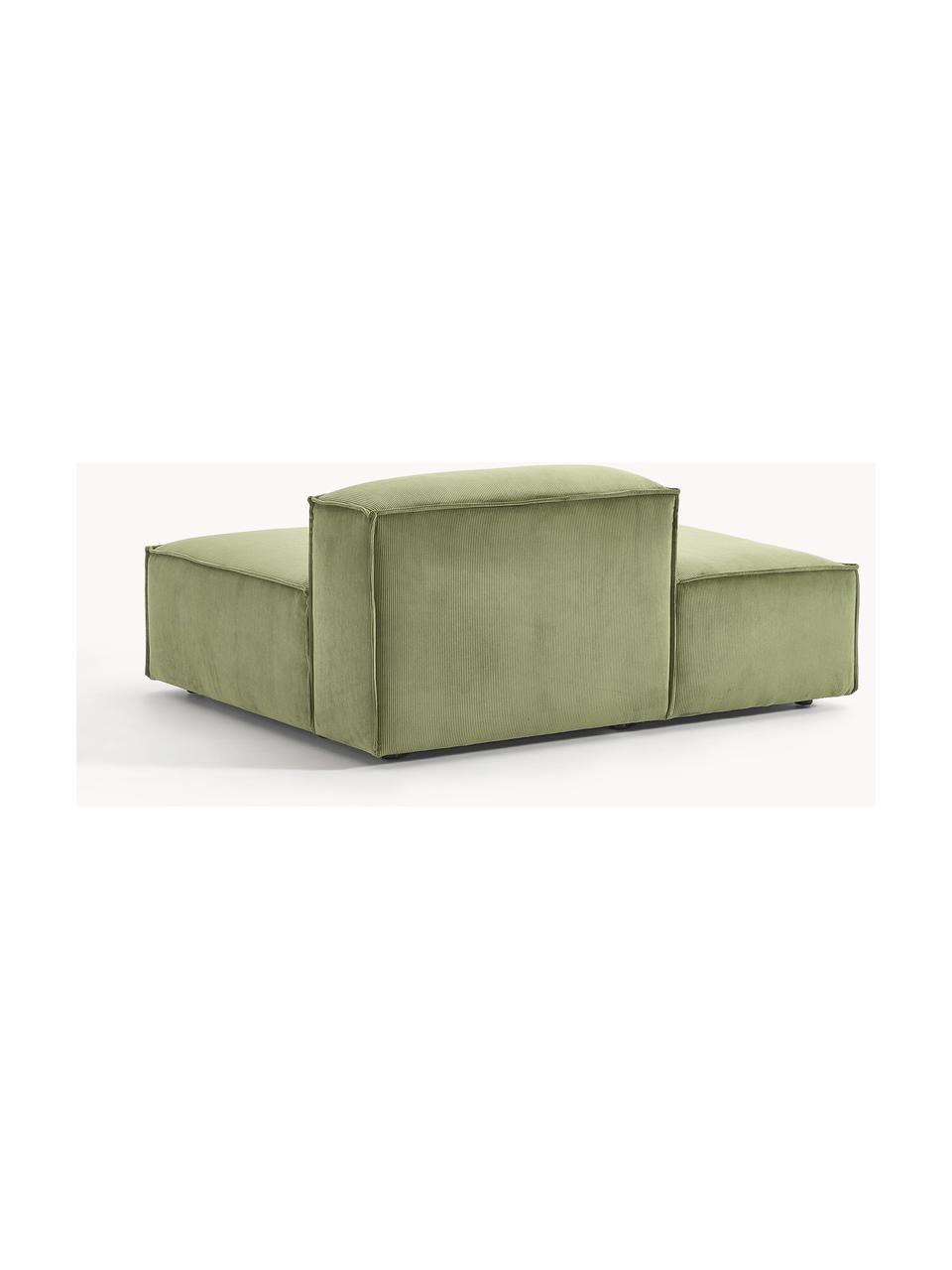 Chaise longue module Lennon van corduroy, Bekleding: corduroy (92% polyester, , Frame: massief grenenhout, multi, Poten: kunststof Dit product is , Corduroy donkergroen, B 150 x D 119 cm, rugleuning rechts