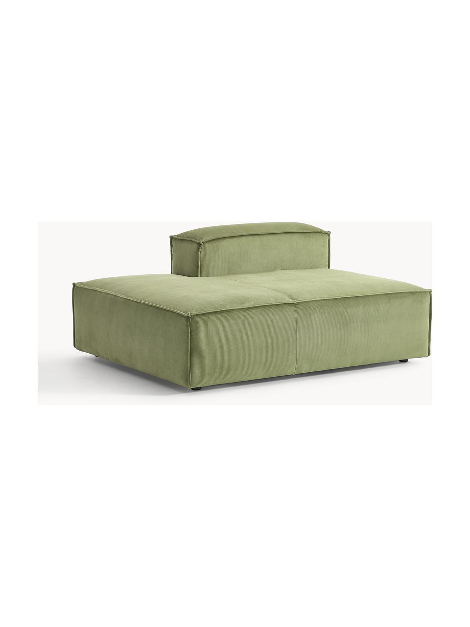 Chaise longue module Lennon van corduroy, Bekleding: corduroy (92% polyester, , Frame: massief grenenhout, multi, Poten: kunststof Dit product is , Corduroy donkergroen, B 150 x D 119 cm, rugleuning rechts