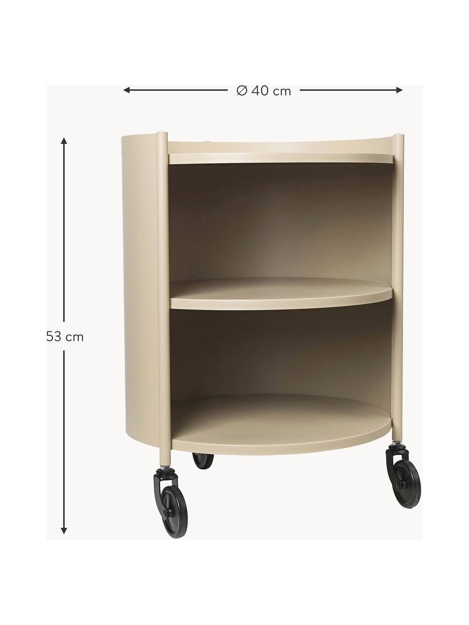 Runder Rollcontainer Eve, Stahl, pulverbeschichtet, Hellbeige, matt, Ø 40 x H 53 cm