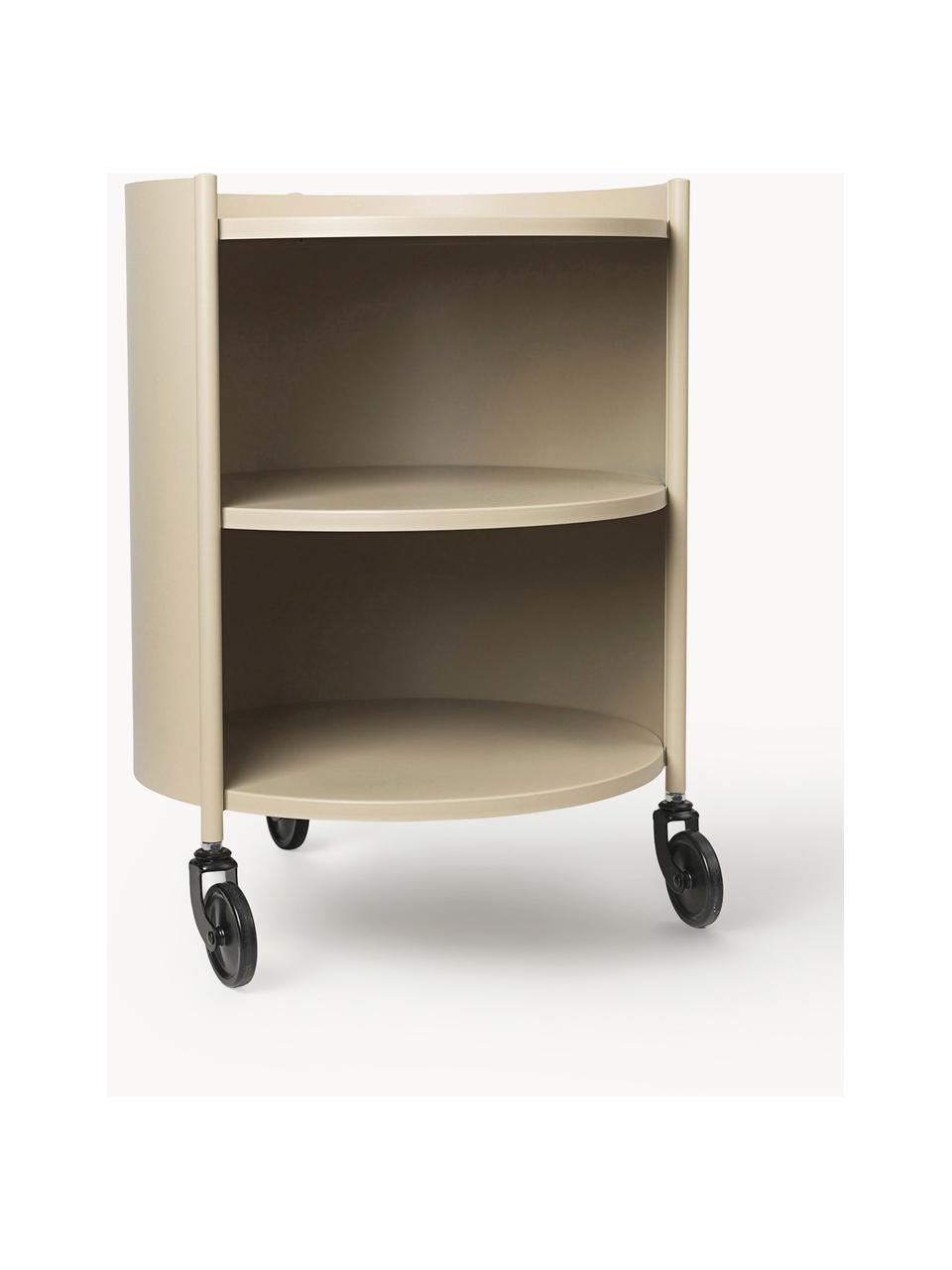 Runder Rollcontainer Eve, Stahl, pulverbeschichtet, Hellbeige, matt, Ø 40 x H 53 cm