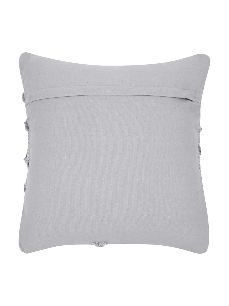 Housse de coussin 45x45 bohème Akesha, 100 % coton, Gris, larg. 45 x long. 45 cm