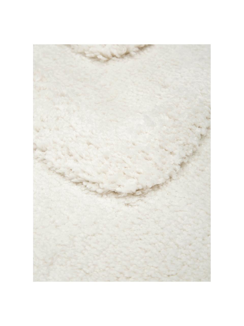 Tapis rond shaggy moelleux texturé Magda, Blanc crème, Ø 120 cm (taille M)