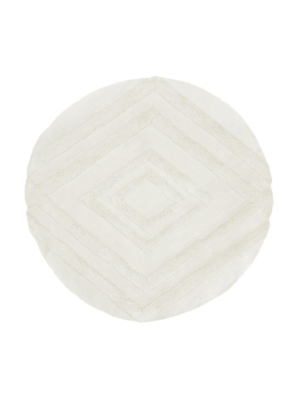 Okrúhly koberec s vysokým vlasom a reliéfnou štruktúrou Magda, Krémovobiela, Ø 120 cm (veľkosť S)