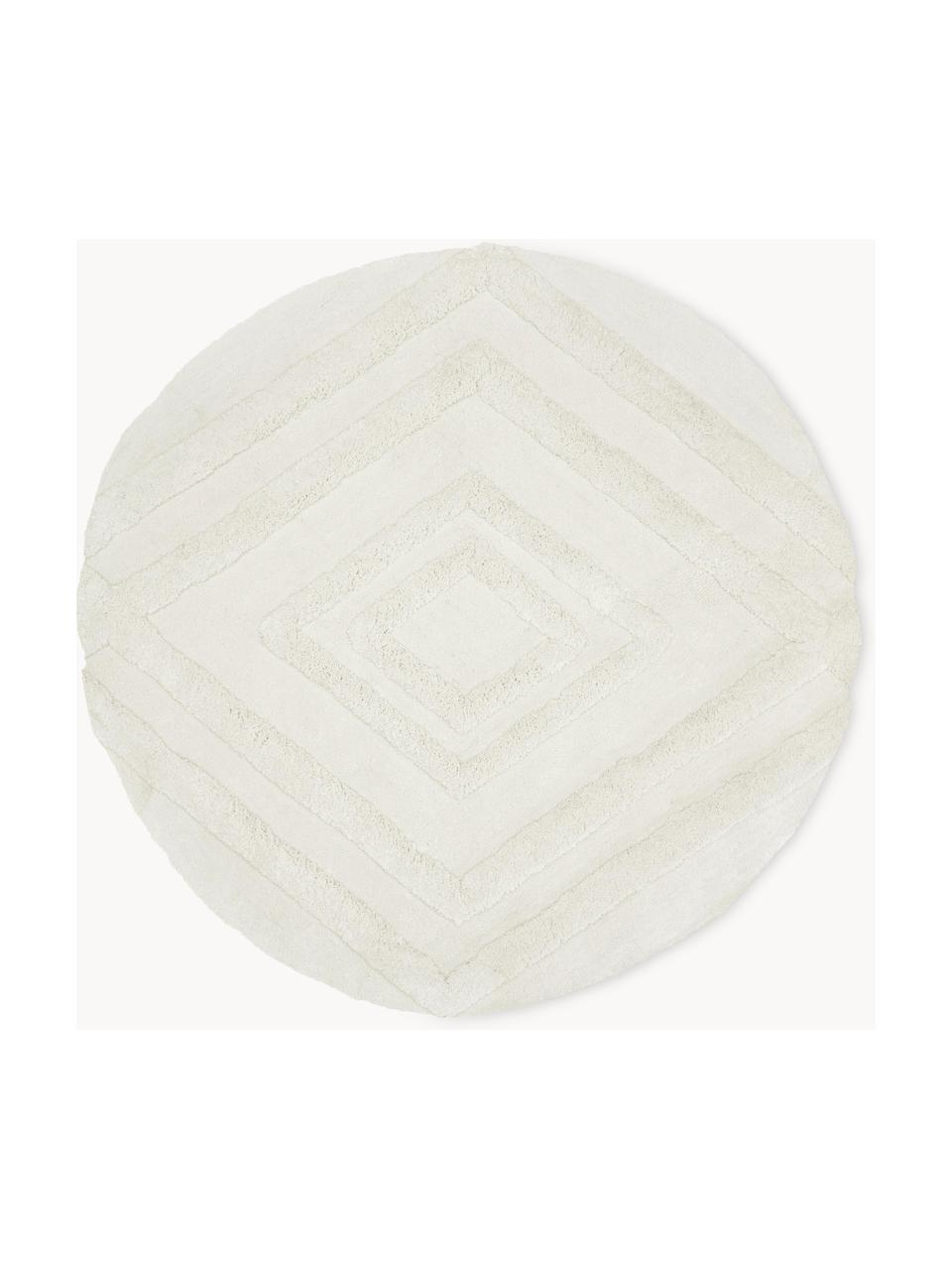 Alfombra redonda texturizada - en lana blanca natural - XXL - Ø 250 CM