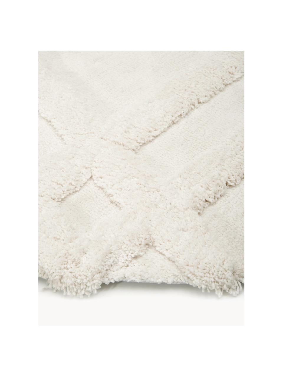 Alfombra redonda texturizada - en lana blanca natural - XXL - Ø 250 CM