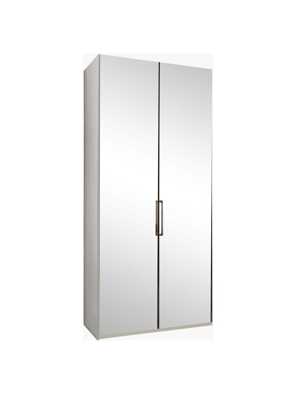 Armario con espejo Monaco, 2 puertas, Estructura: material de madera recubi, Barra: metal recubierto, Blanco, puertas con espejo, An 100 x Al 216 cm