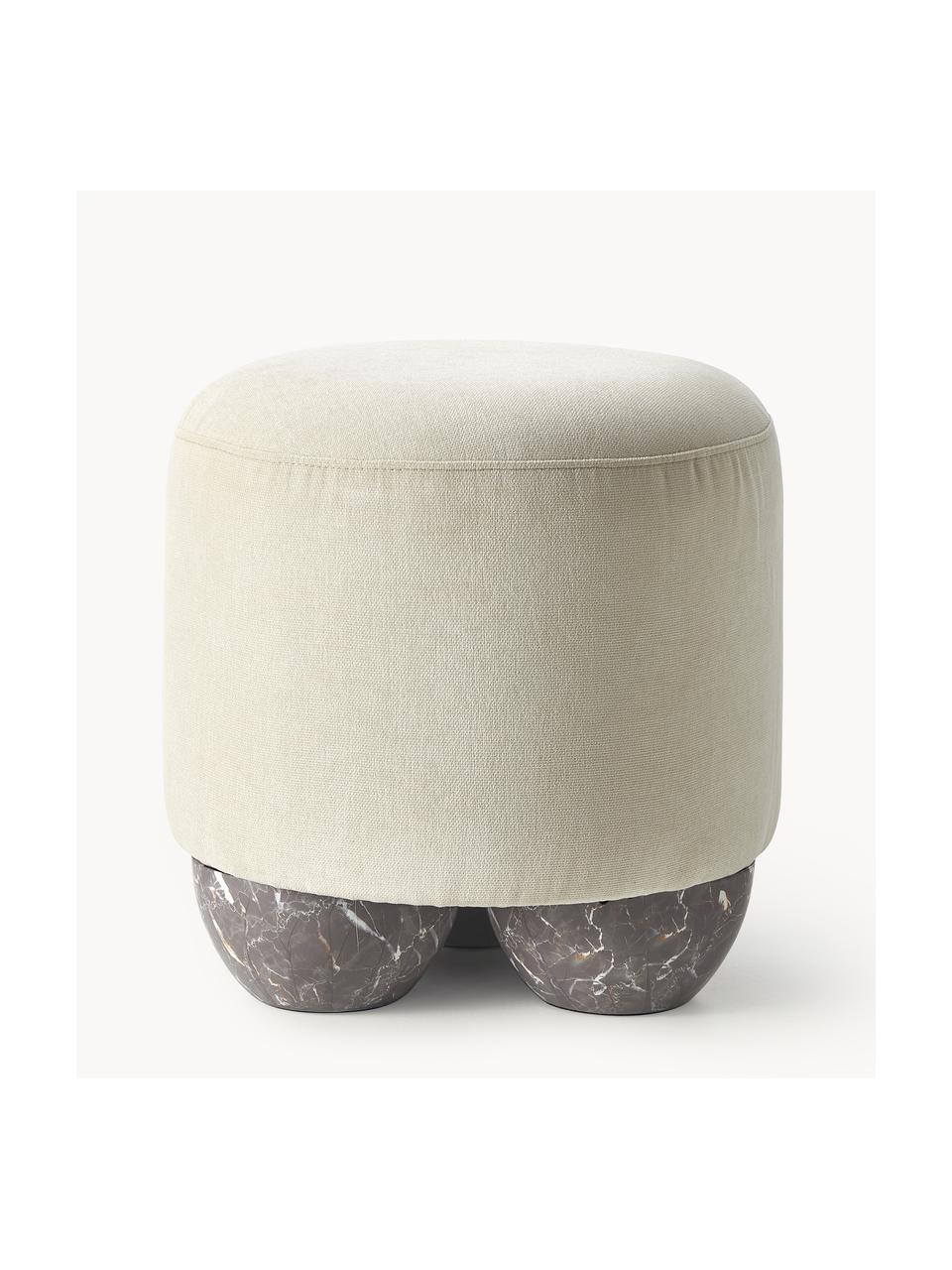 Pouf Lino, Tissu blanc cassé, Ø 46 x haut. 45 cm