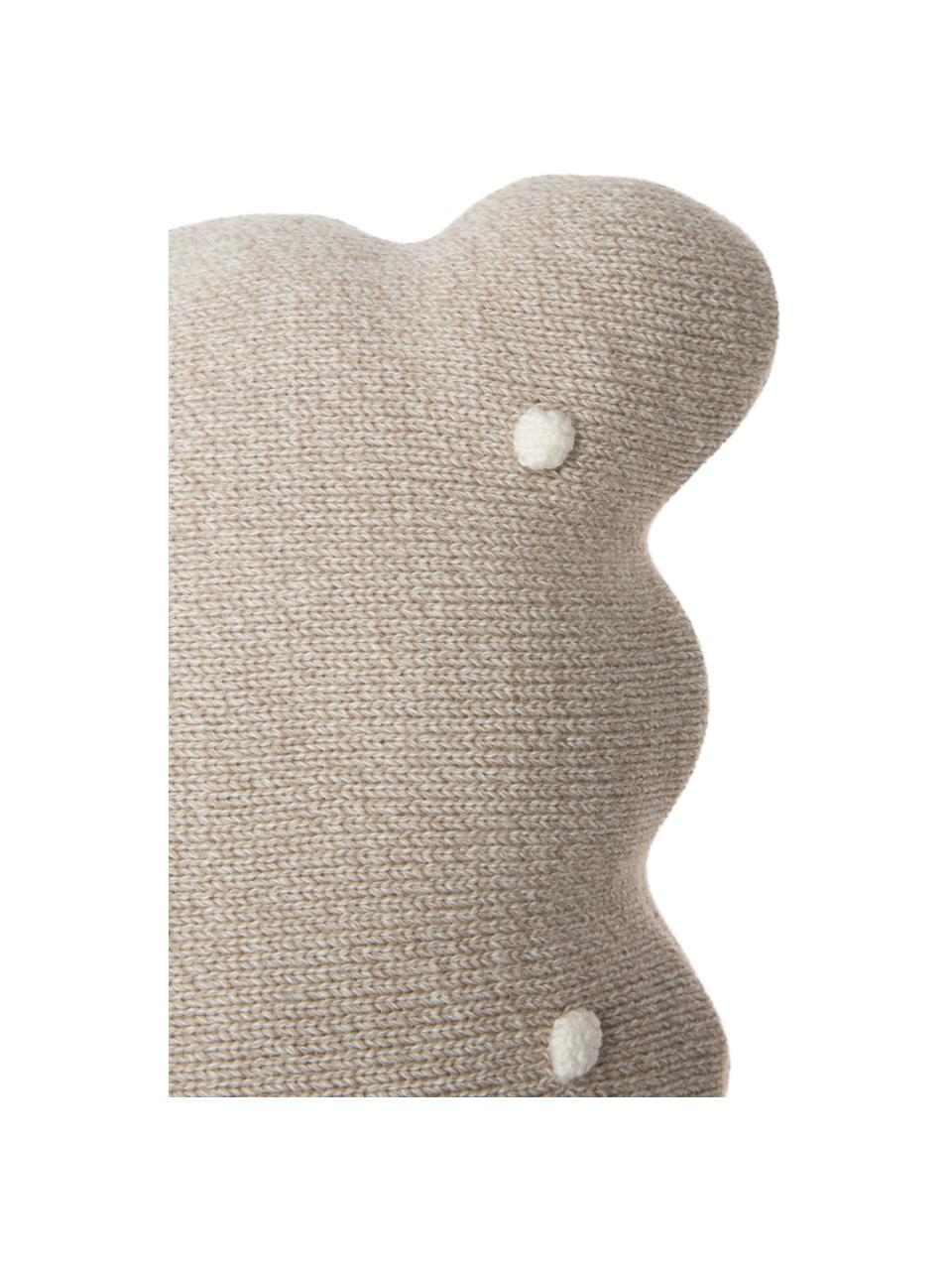 Cojín peluche artesanal de algodón Biscuit, Funda: 100% algodón, Gris pardo, blanco Off White, An 25 x Al 35 cm