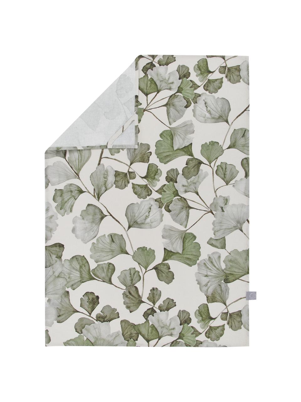 Bavlněné utěrky s motivy listů ginkgo biloba Gigi, 2 ks, 100 % bavlna, Béžová, zelená, Š 50 cm, D 70 cm