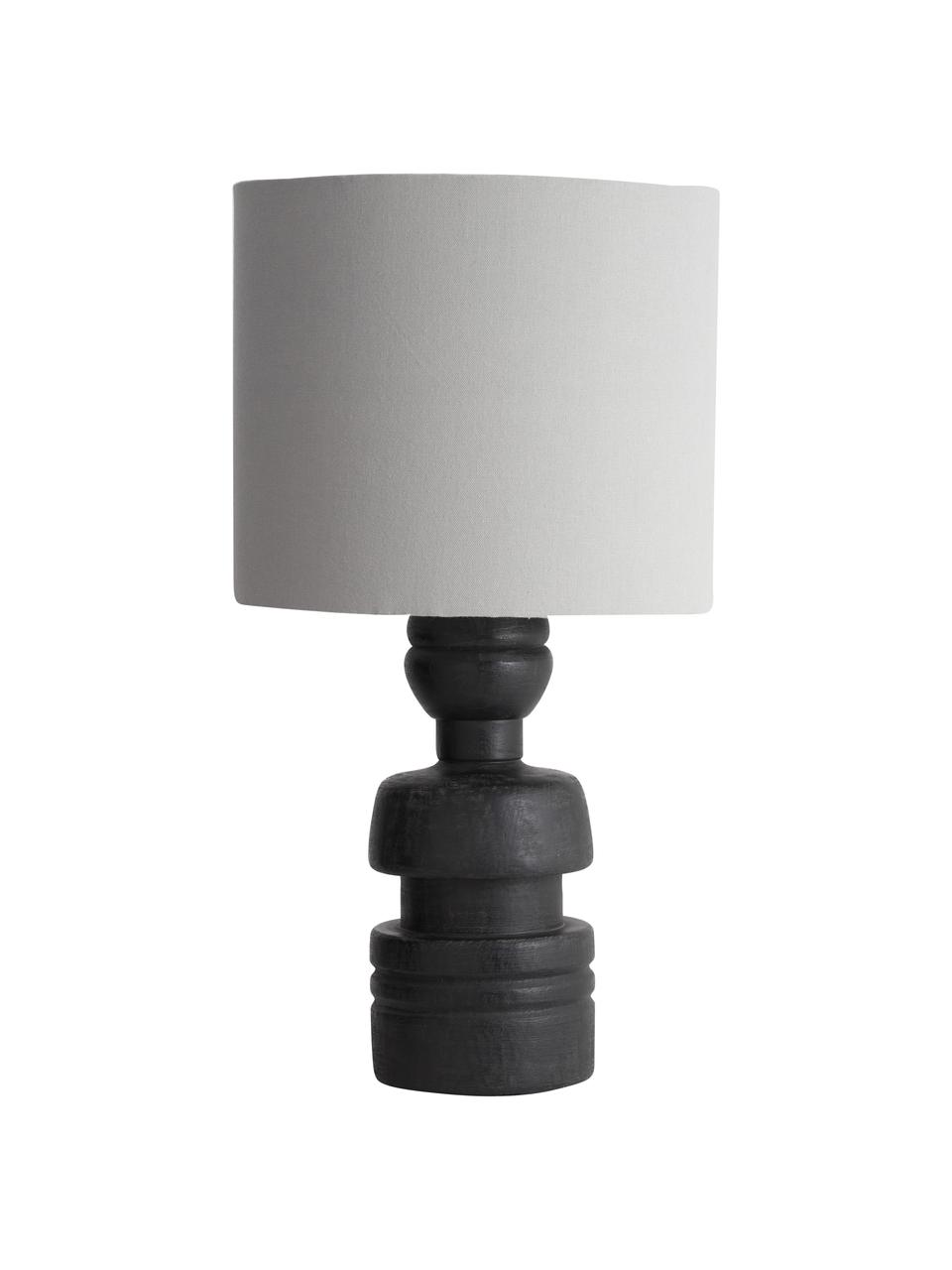 Stolní lampa z mangového dřeva Loke, Světle šedá, černá, Ø 32 cm, V 61 cm