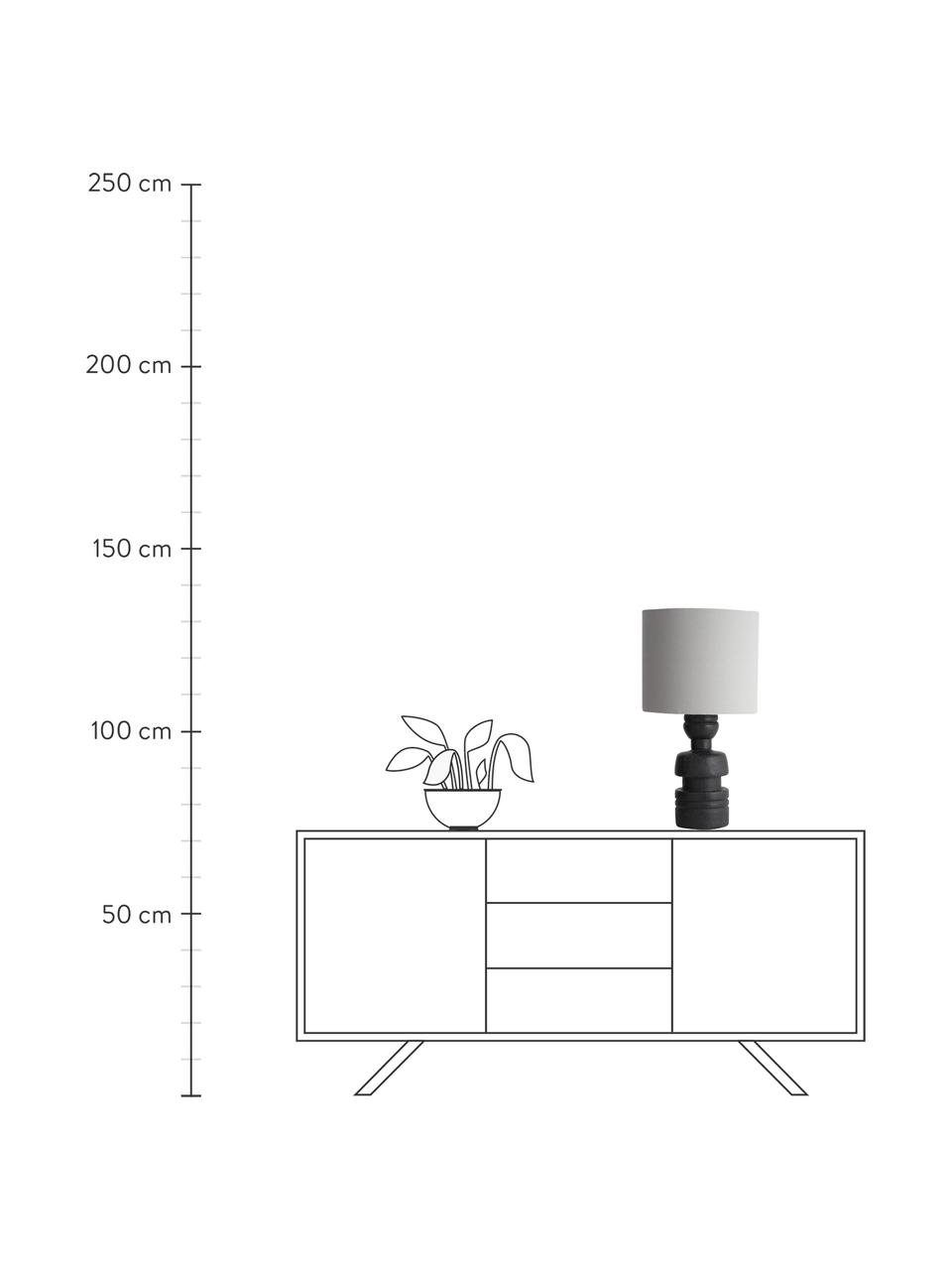 Lámpara de mesa de madera de mango Loke, Pantalla: tela, Cable: plástico, Gris claro, negro, Ø 32 x Al 61 cm
