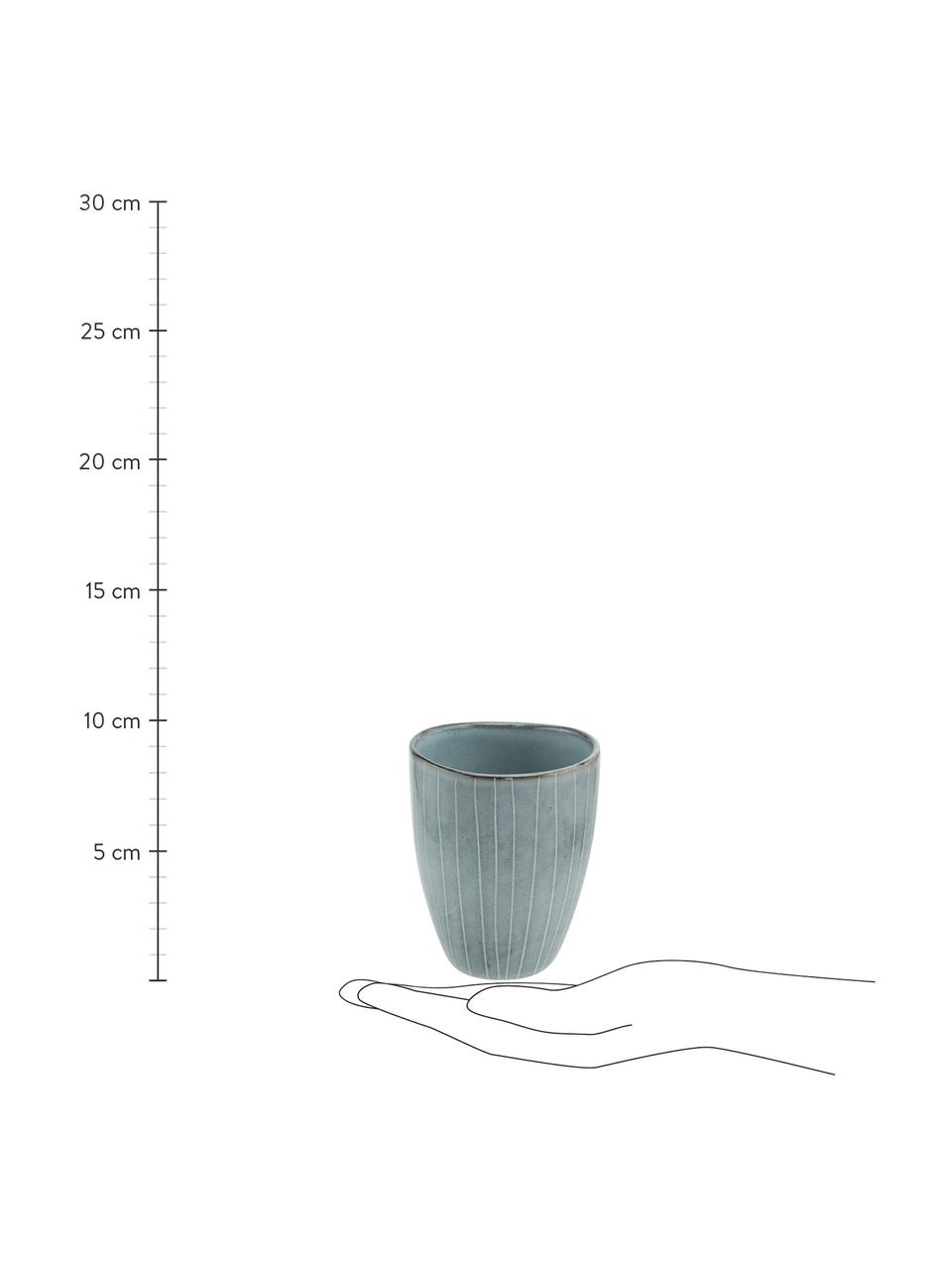 Mugs artisanaux Nordic Sea, 6 pièces, Grès cérame, Tons gris et bleus, Ø 8 x haut. 10 cm, 250 ml