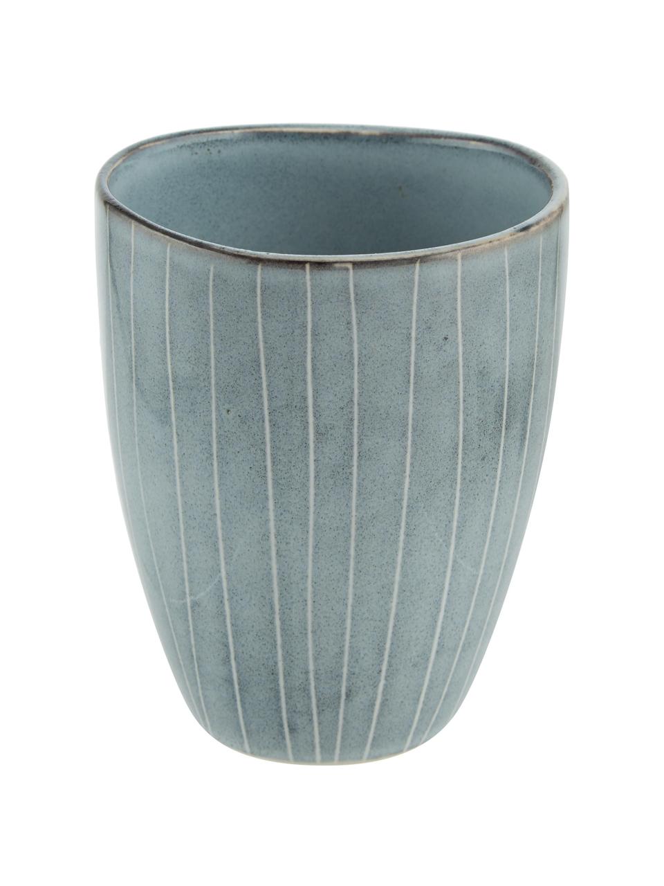 Ręcznie wykonany kubek Nordic Sea, 6 szt., Kamionka, Odcienie szarego, odcienie niebieskiego, Ø 8 x W 10 cm, 250 ml
