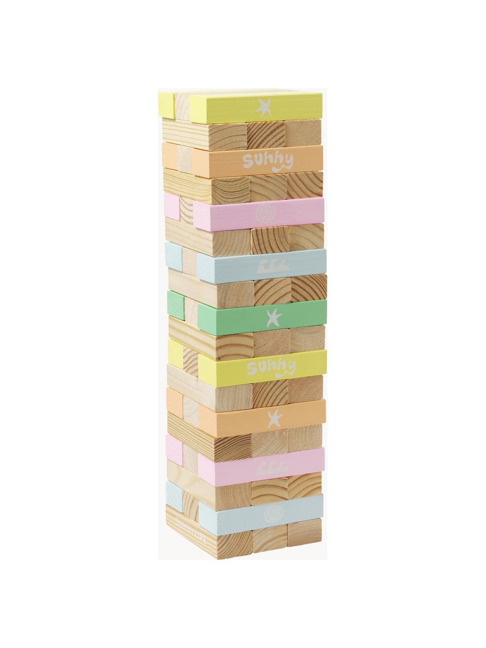 Ručně malovaná věž jenga Gelato, Dřevo paulovnie, Světlé dřevo, více barev, Š 12 cm, V 45 cm