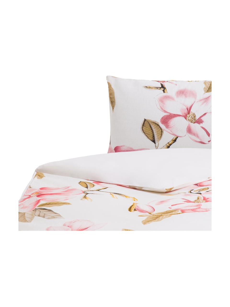 Housse de couette en coton Magnolia, Blanc, rose, vert, larg. 240 x long. 220 cm