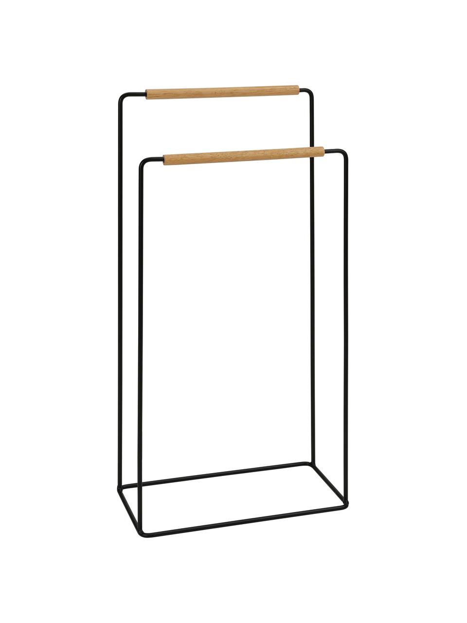 Toallero Barbican, Metal, madera de caucho, pintado, Negro, madera de caucho, An 40 x Al 81 cm