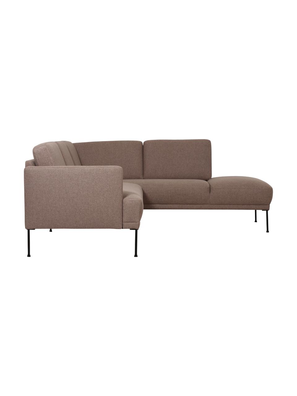 Sofa narożna Fluente, Tapicerka: 100% poliester Dzięki tka, Stelaż: lite drewno sosnowe, Nogi: metal malowany proszkowo, Nugatowa tkanina, S 221 x G 200 cm, lewostronna