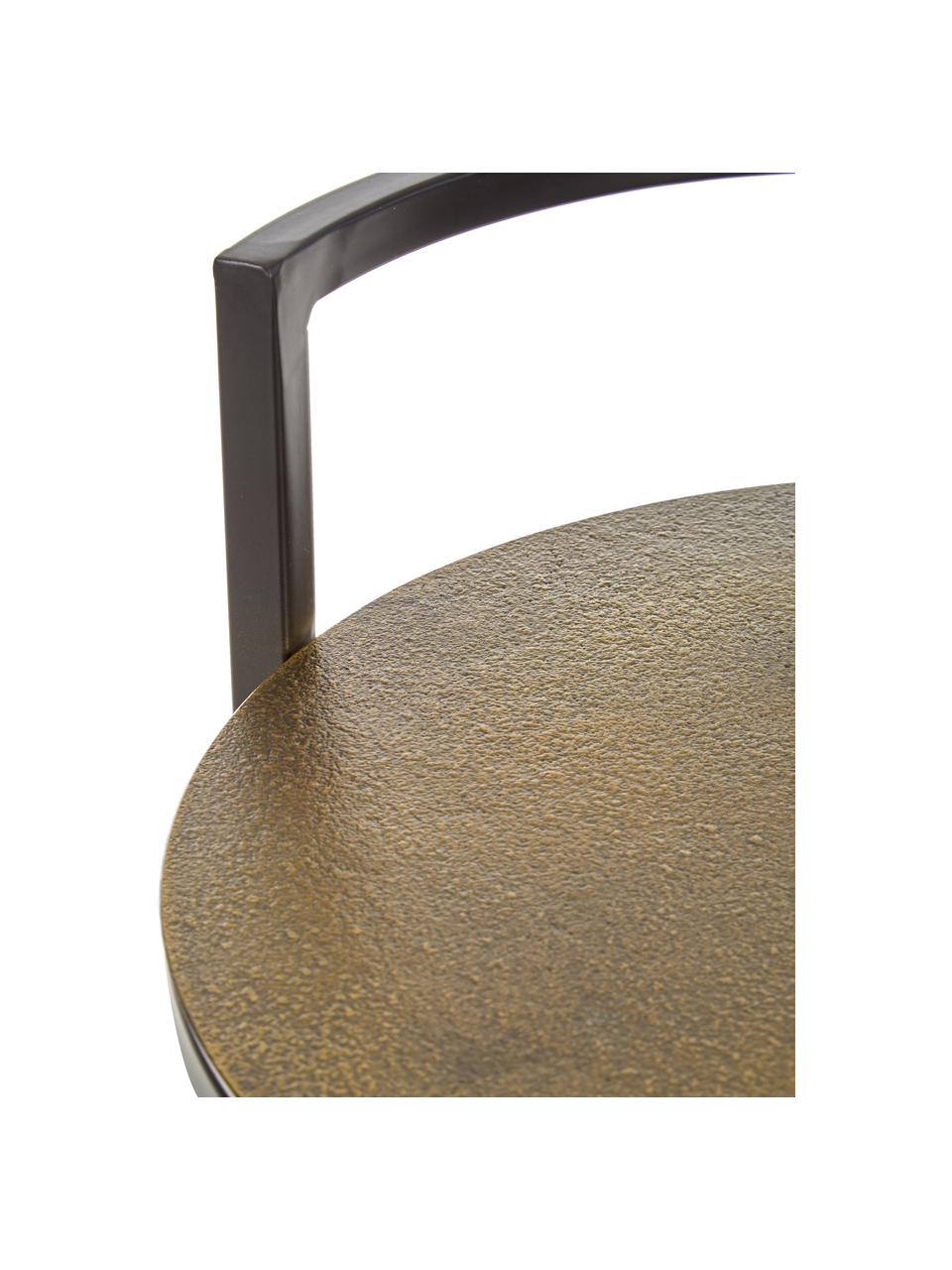 Okrągły stolik pomocniczy z metalu Circle, Blat: metal powlekany, Stelaż: metal malowany proszkowo, Złoty, czarny, Ø 35 x W 66 cm
