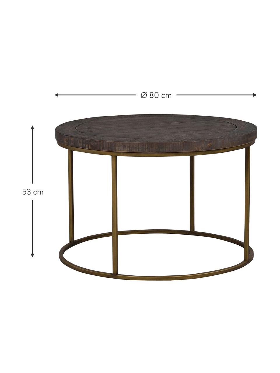 Tavolino da salotto stile industriale Dalton, Struttura: metallo laccato, Marrone grigiastro, ottonato, Ø 80 x Alt. 53 cm