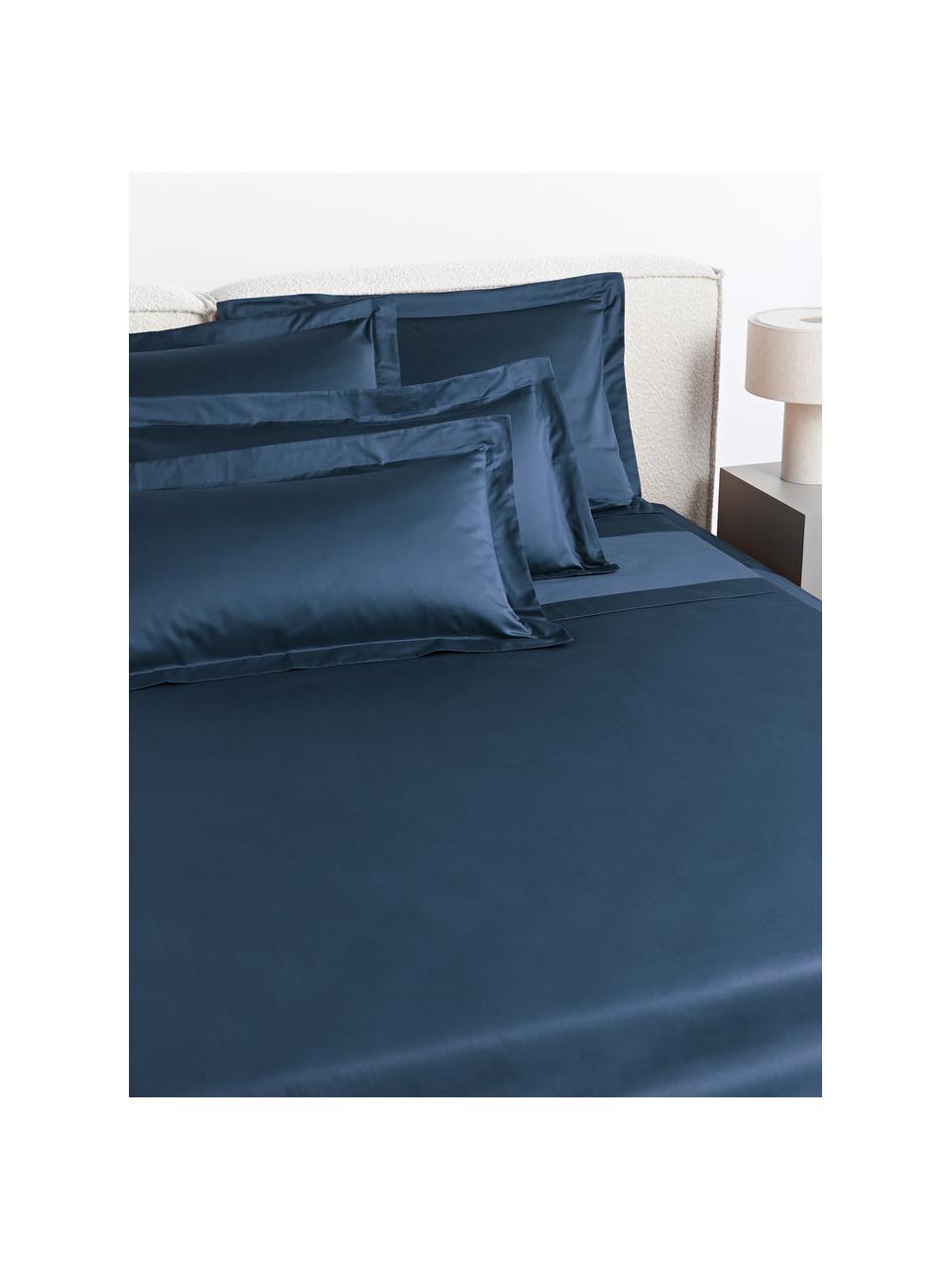 Baumwollsatin-Betttuch Premium, Webart: Satin Fadendichte 500 TC,, Dunkelblau, B 240 x L 280 cm