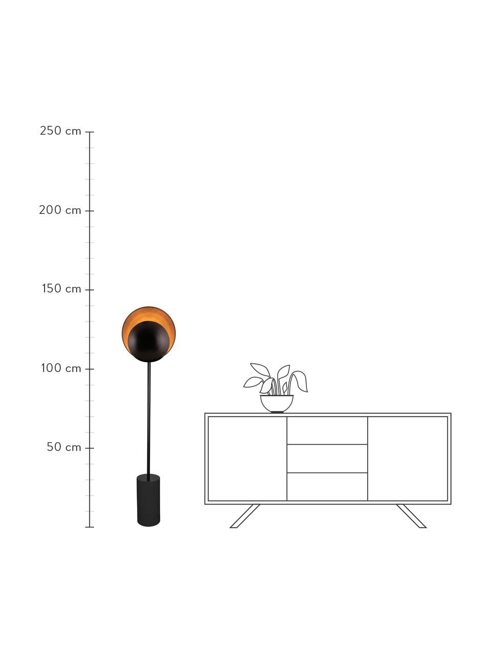 Design Stehlampe Orbit in Schwarz, Lampenschirm: Metall, beschichtet, Lampenfuß: Metall, beschichtet, Schwarz, B 30 x H 140 cm