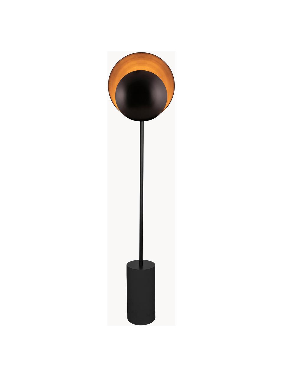 Design Stehlampe Orbit, Lampenschirm: Metall, beschichtet, Schwarz, Goldfarben, H 140 cm