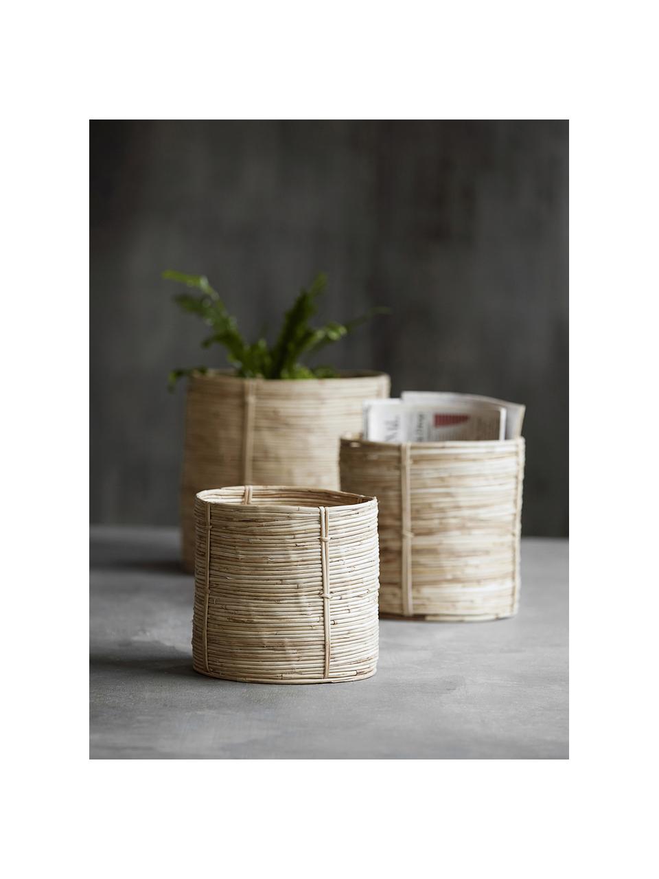 Set de cestas Chaka, 3 uds., Ratán, bambú, Marrón, Set de diferentes tamaños