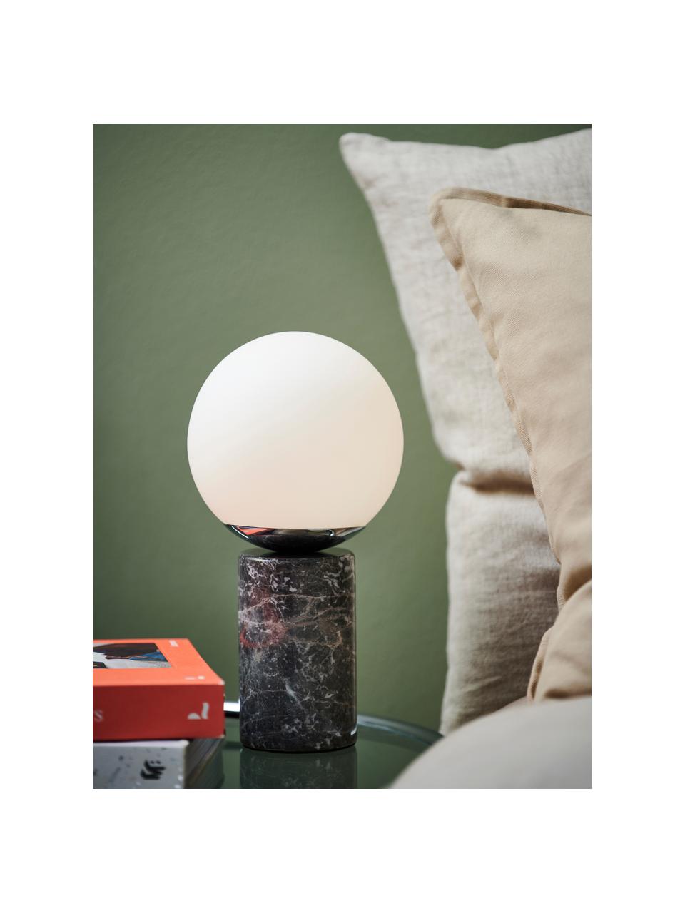 Petite lampe à poser avec pied en marbre Lilly, Blanc crème, gris, marbré, Ø 15 x haut. 29 cm