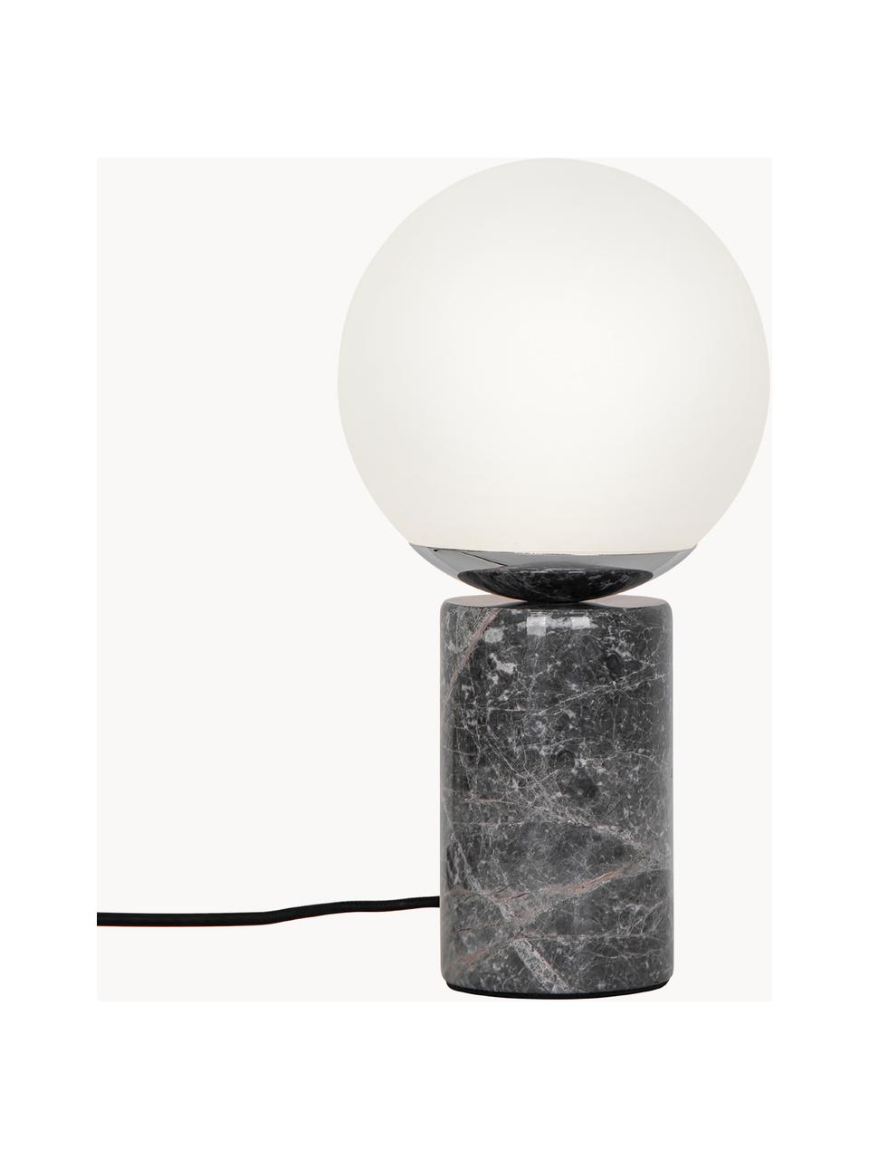 Kleine Tischlampe Lilly mit Marmorfuß, Lampenschirm: Glas, Lampenfuß: Marmor, Cremeweiß, Grau, marmoriert, Ø 15 x H 29 cm