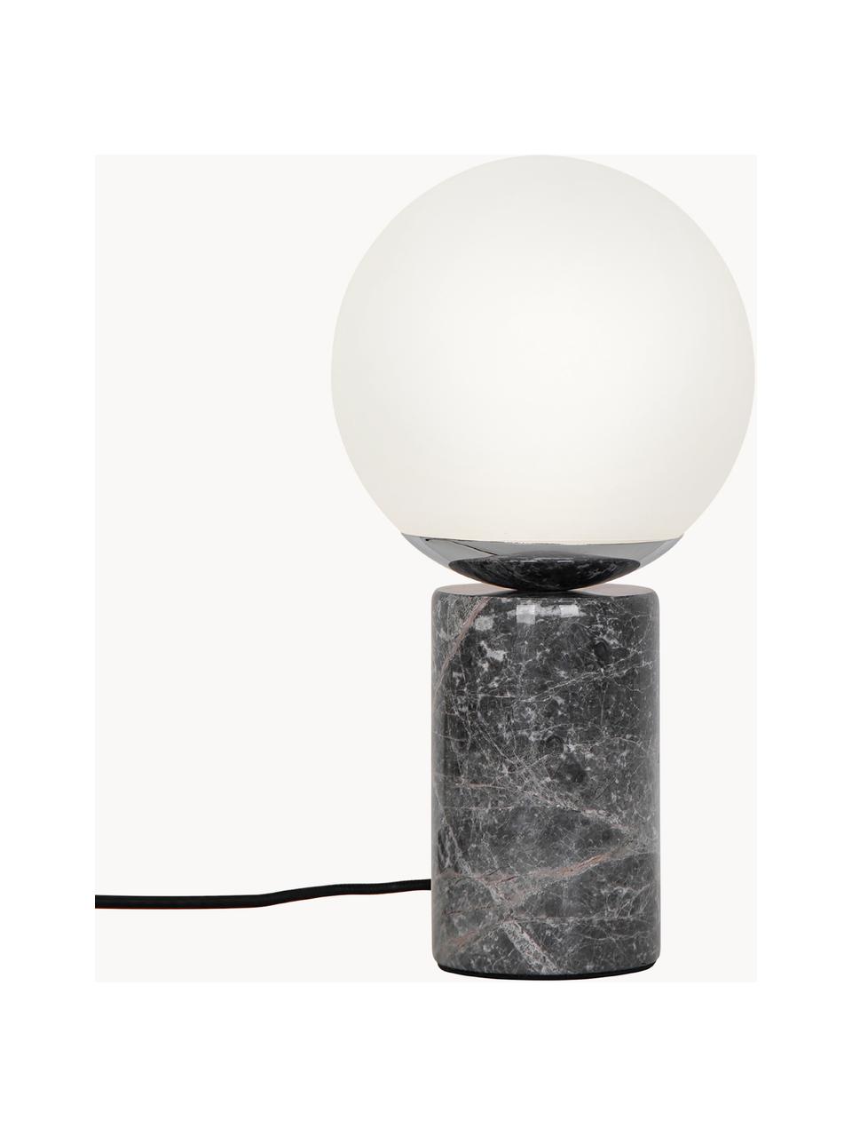 Lampa stołowa z marmurową podstawą Lilly, Kremowobiały, szary, marmurowy, Ø 15 x W 29 cm