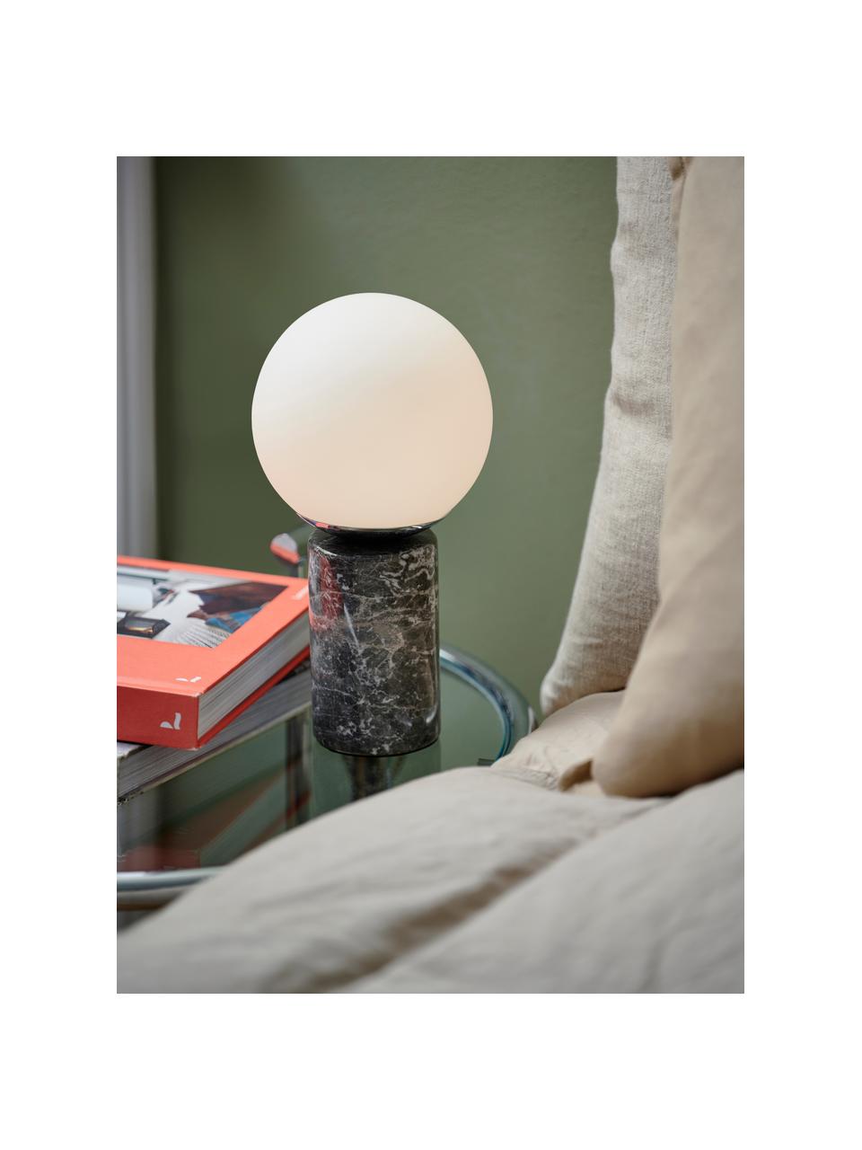 Petite lampe à poser avec pied en marbre Lilly, Blanc, gris, marbré, Ø 15 x haut. 29 cm