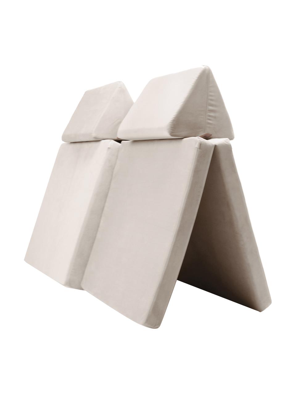 Modulares Kinder-Spielsofa  Mila aus Samt, handgefertigt, Bezug: Samt (100 % Polyester), Samt Hellbeige, B 168 x T 84 cm