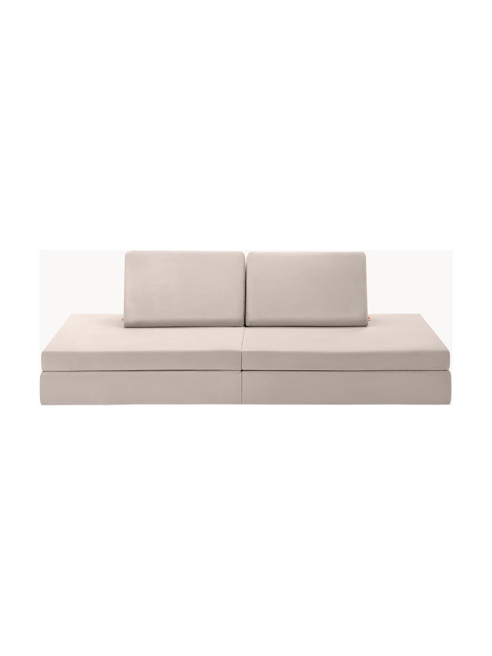 Ręcznie wykonana dziecięca sofa modułowa z aksamitu Mila, Tapicerka: aksamit (100% poliester), Jasnobeżowy aksamit, S 168 x G 84 cm
