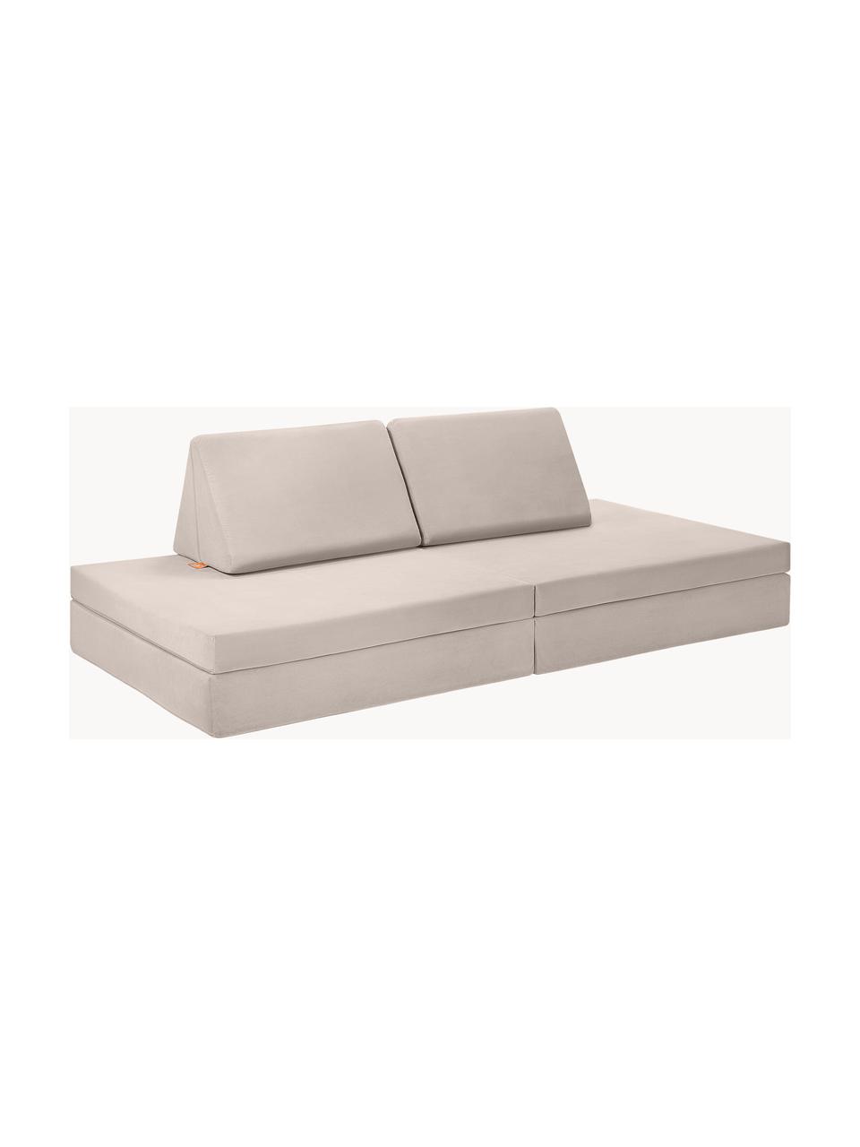 Ręcznie wykonana dziecięca sofa modułowa z aksamitu Mila, Tapicerka: aksamit (100% poliester) , Jasnobeżowy aksamit, S 168 x G 84 cm