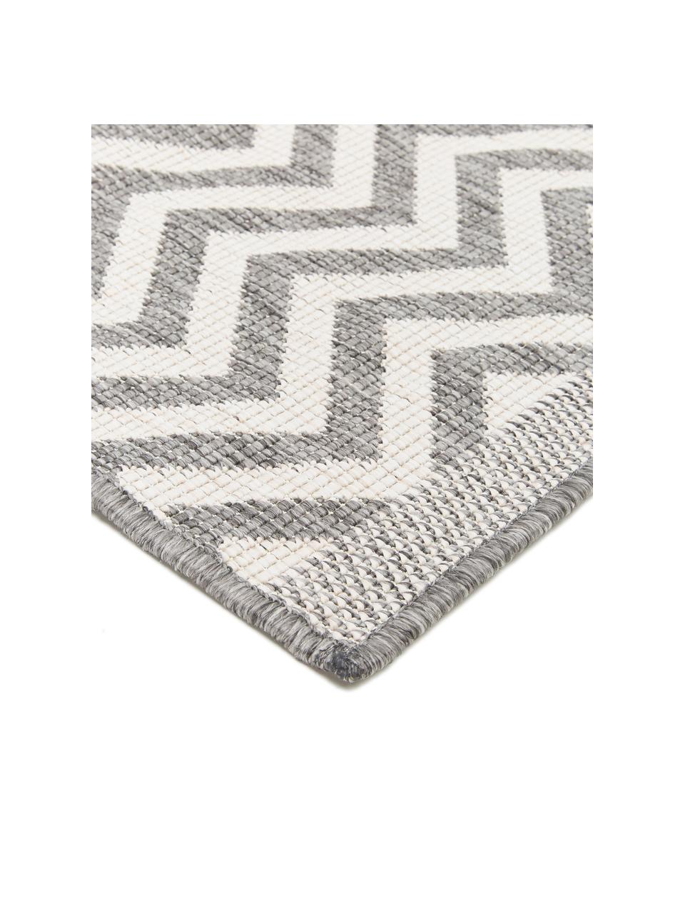 Tapis intérieur extérieur réversible, imprimé zigzag Palma, Gris, crème