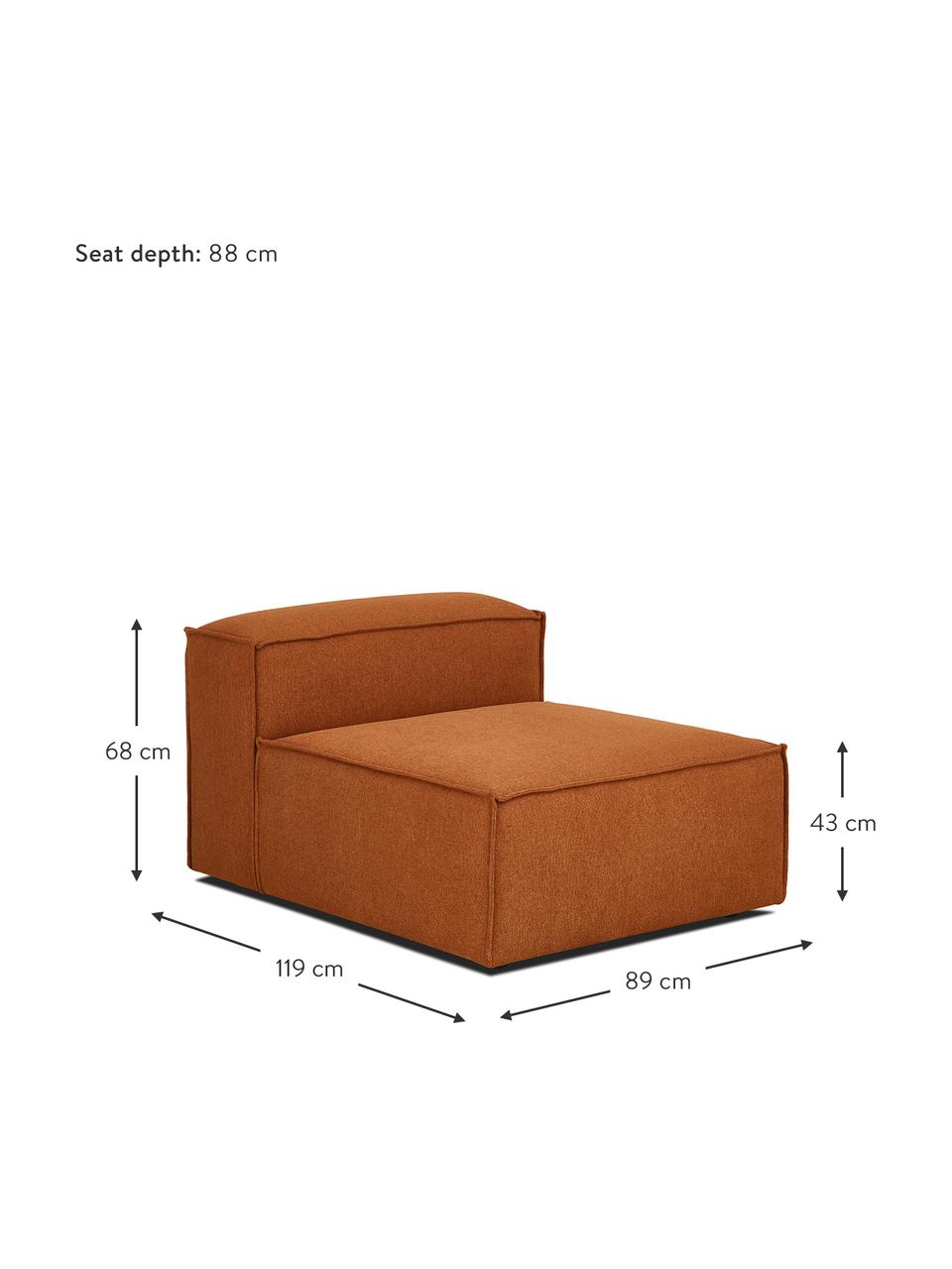 Mittelmodul Lennon, Bezug: 100% Polyester Der strapa, Gestell: Massives Kiefernholz, FSC, Füße: Kunststoff, Webstoff Terrakotta, B 89 x T 119 cm
