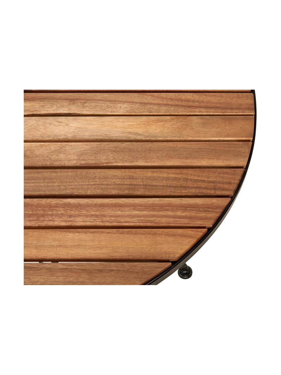 Půlkruhový balkonový stůl s dřevěnou deskou Parklife, Černá, akátové dřevo