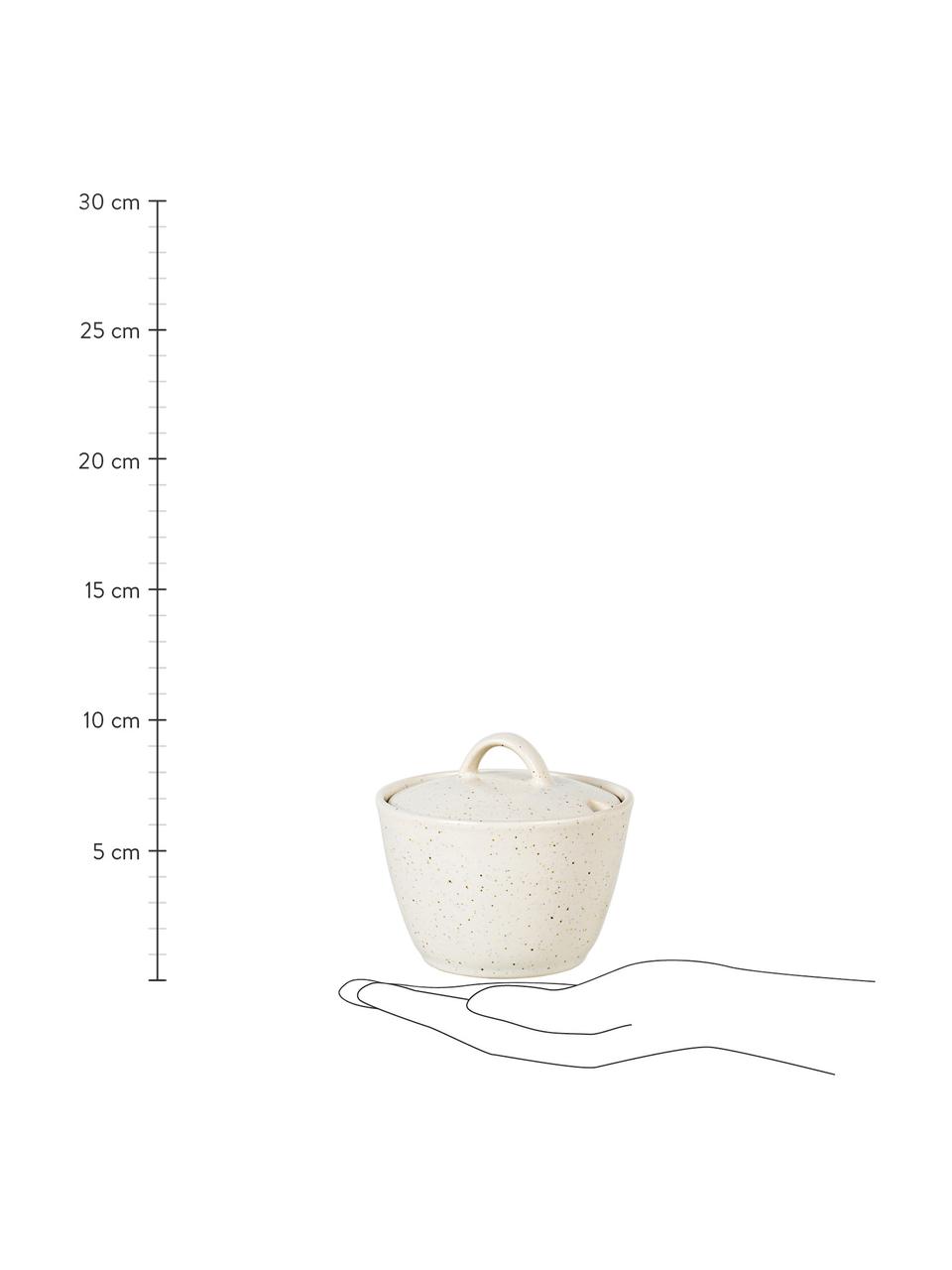 Sucrier rustique fait main Nordic Vanilla, Grès cérame, Blanc crème, moucheté, Ø 10 cm x haut. 7 cm