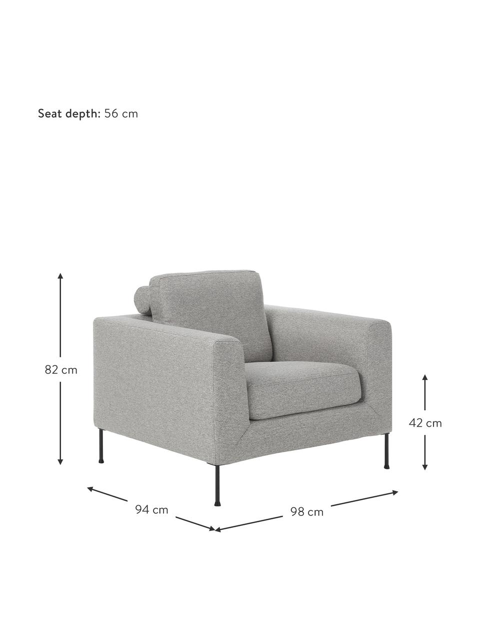 Sillón Cucita, Tapizado: tejido (100% poliéster) A, Estructura: madera de pino maciza con, Patas: metal pintado, Tejido gris, An 98 x F 94 cm