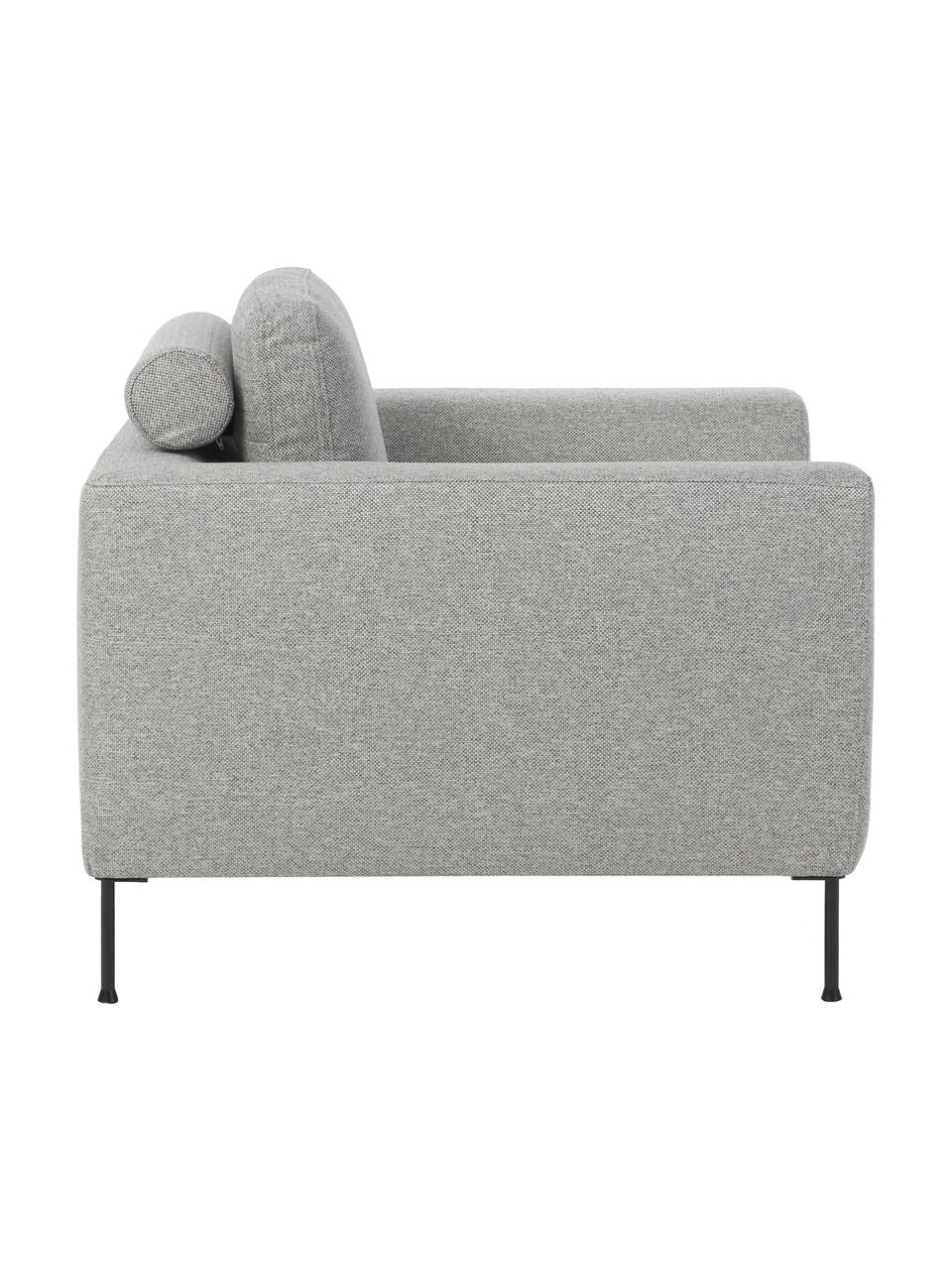 Fotel Cucita, Tapicerka: tkanina (100% poliester) , Stelaż: lite drewno sosnowe z cer, Nogi: metal lakierowany, Szara tkanina, S 98 x G 94 cm
