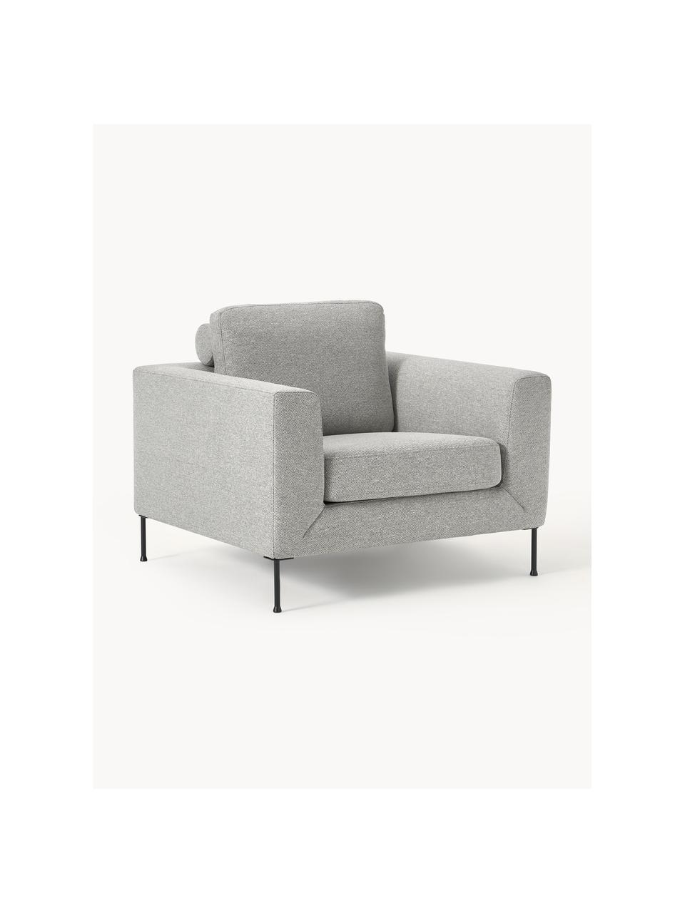 Fauteuil lounge Cucita, Tissu gris, larg. 98 x prof. 94 cm