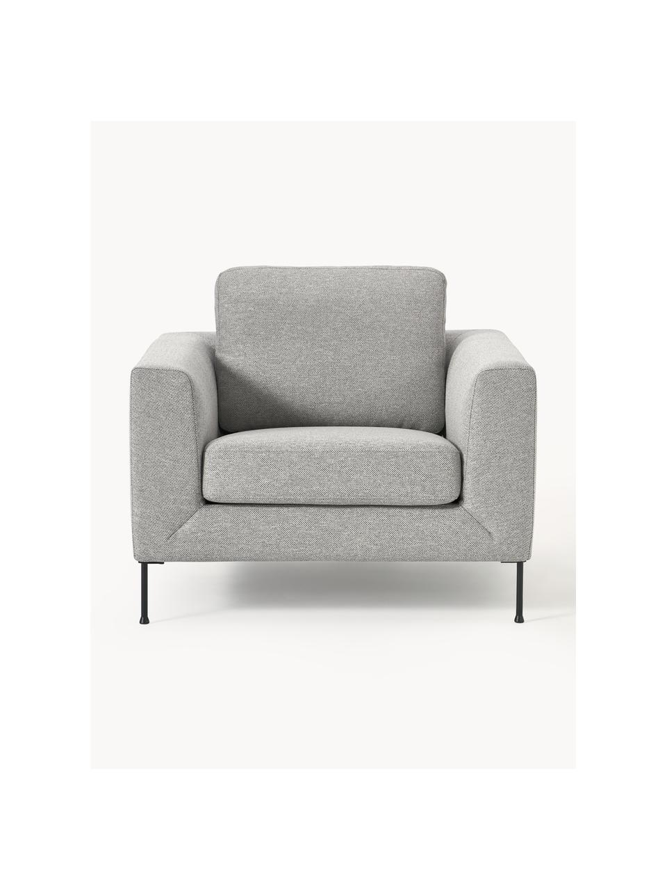 Sofa-Sessel Cucita, Bezug: Webstoff (100% Polyester), Gestell: Massives Kiefernholz, Bir, Beine: Metall, lackiert Dieses P, Webstoff Grau, B 98 x T 94 cm