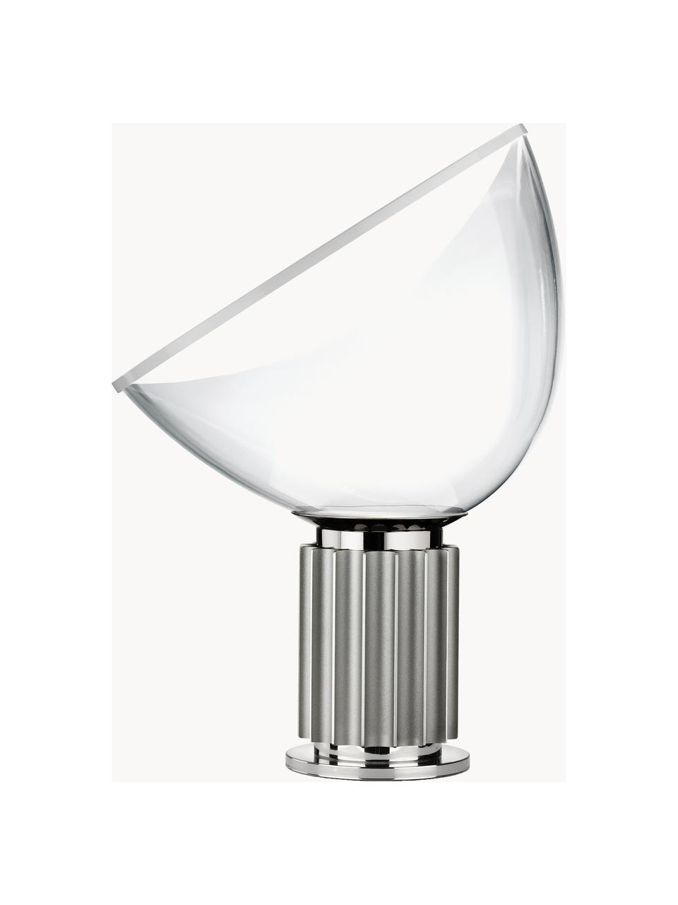 Dimmbare LED-Tischlampe Taccia Small, mundgeblasen, Lampenschirm: Kunststoff, Glas, Silberfarben, Ø 37 x H 49 cm