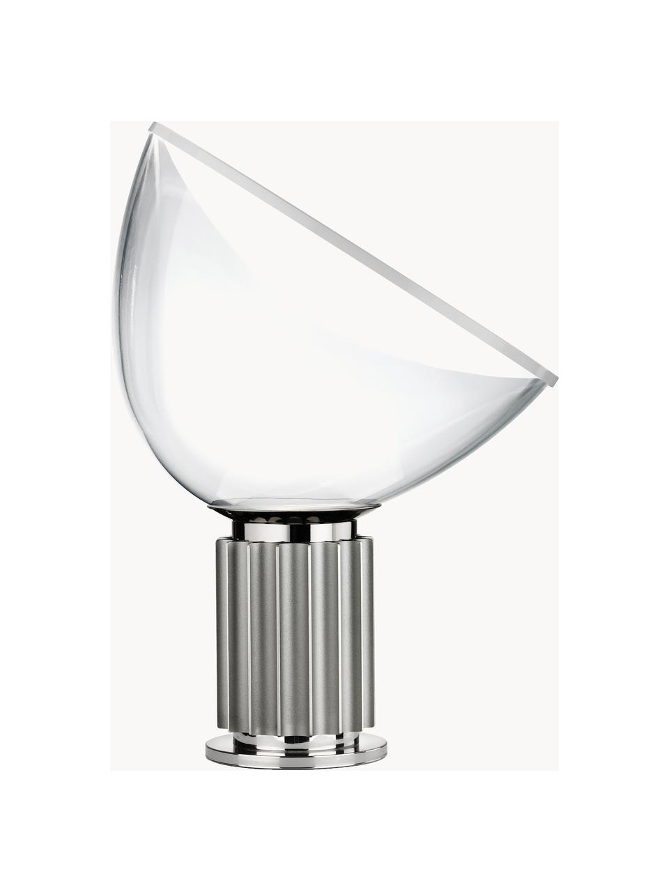 Lampe à poser LED soufflée bouche Taccia Small, intensité lumineuse variable, Argenté, Ø 37 x haut. 49 cm