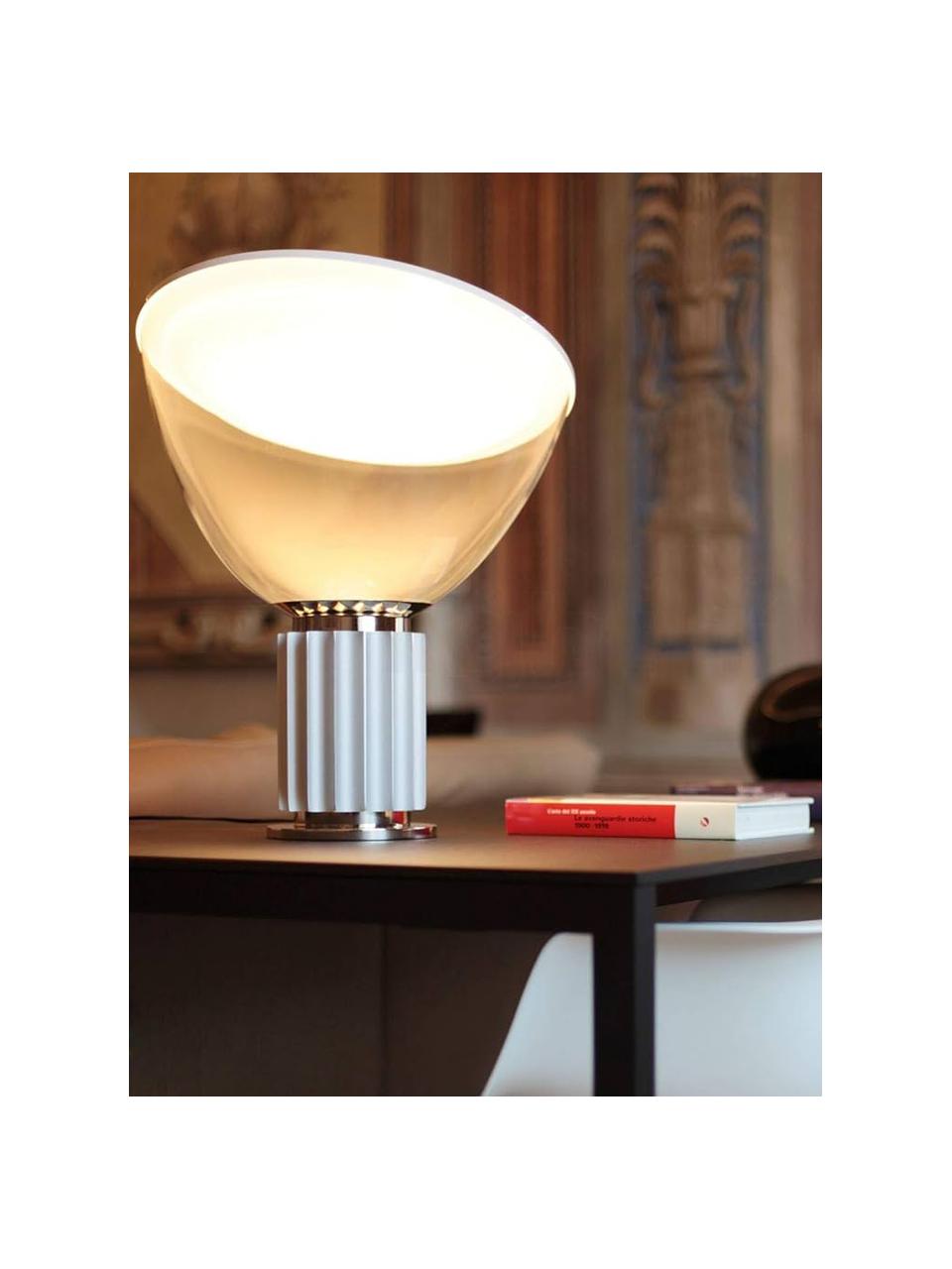 Lampe à poser LED soufflée bouche à intensité variable Taccia Small, Argenté, Ø 37 x haut. 49 cm